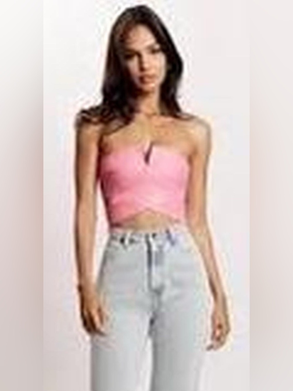 Meshki Pink Strapless Cropped Tube Top